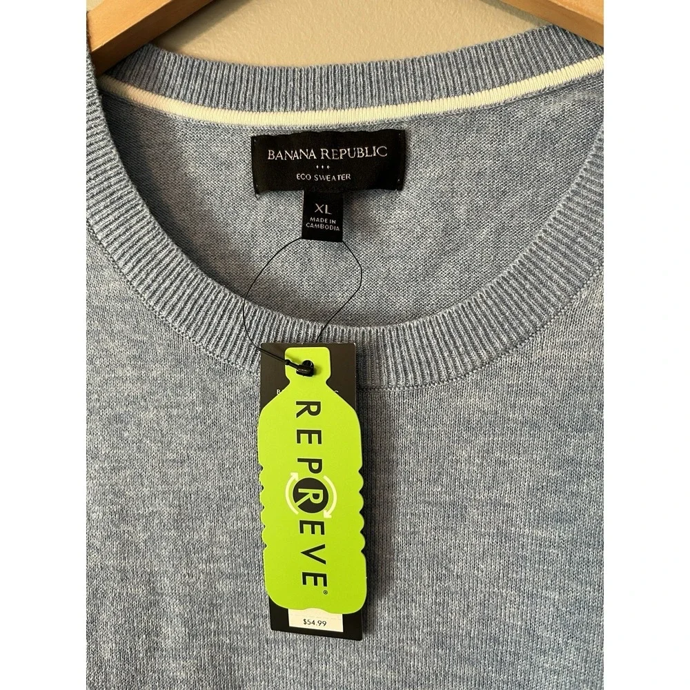 Banana Republic Factory Sweater Men's XL Eco‎ Repreve Recycled Pullover Blue NWT